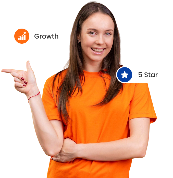 Happy professional pointing