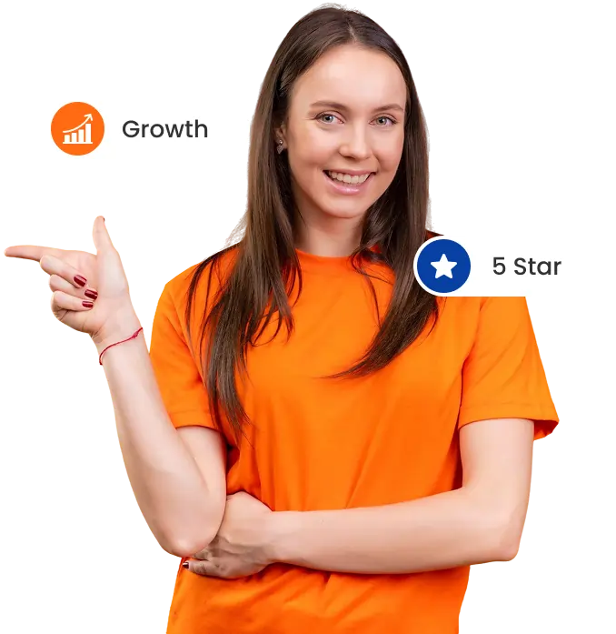 Happy professional pointing